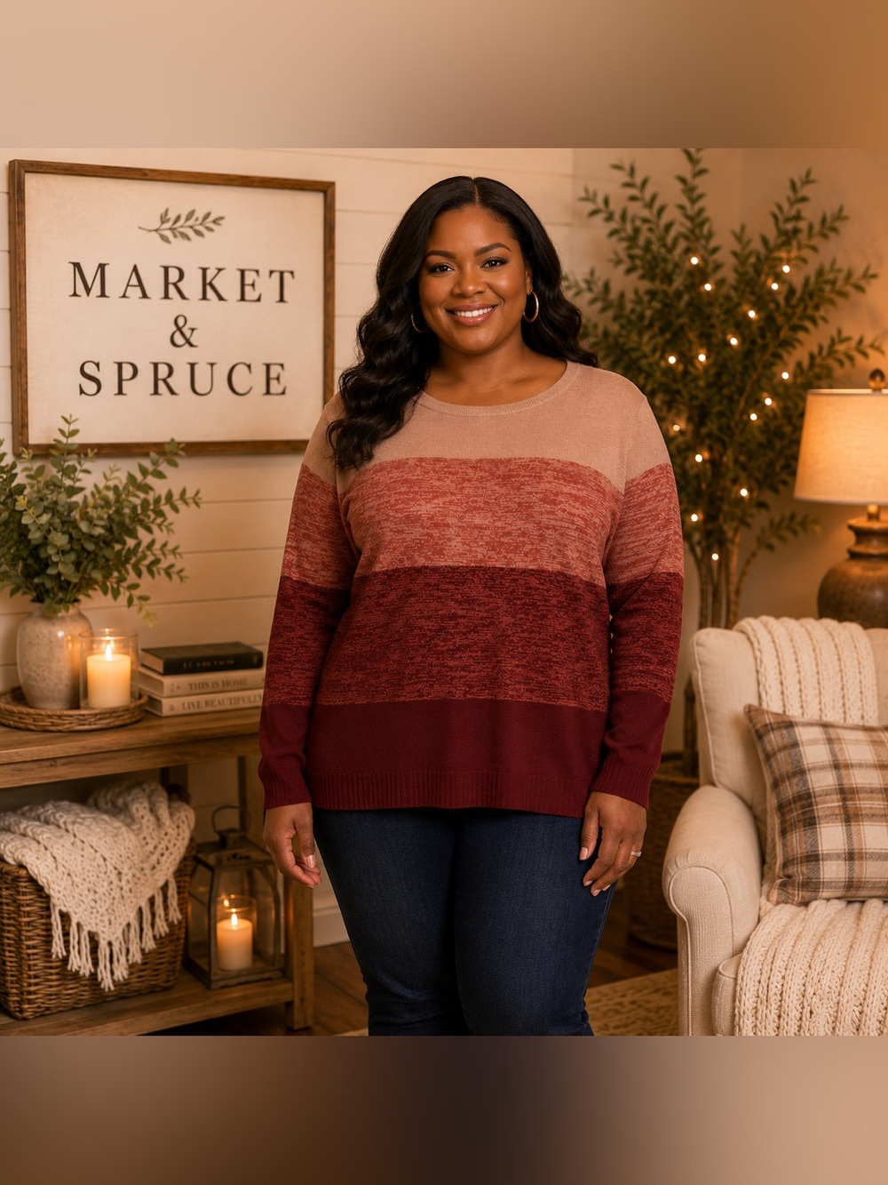 2. NWT Market Spruce Colorblock Pink & Burgundy Pullover Sweater (XL)